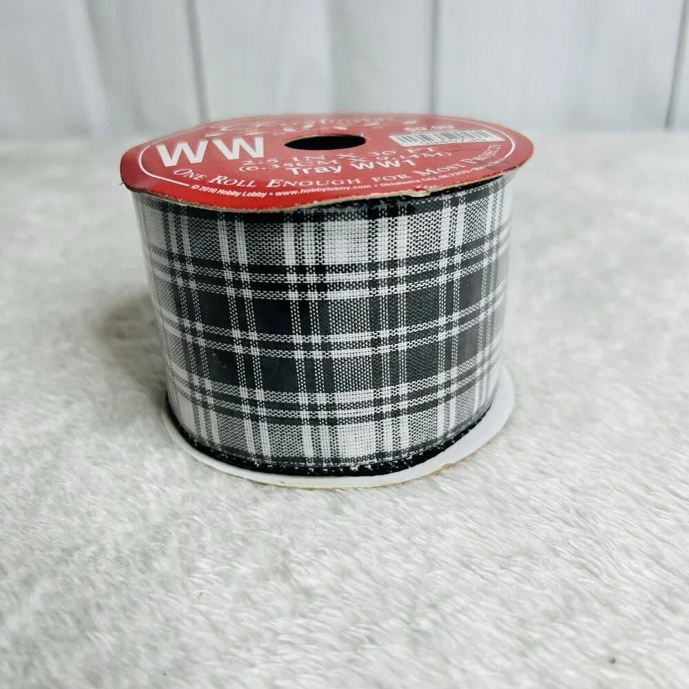 Mixed Lot of 5 Ribbon Rolls Various Sizes Black White Silver NEW